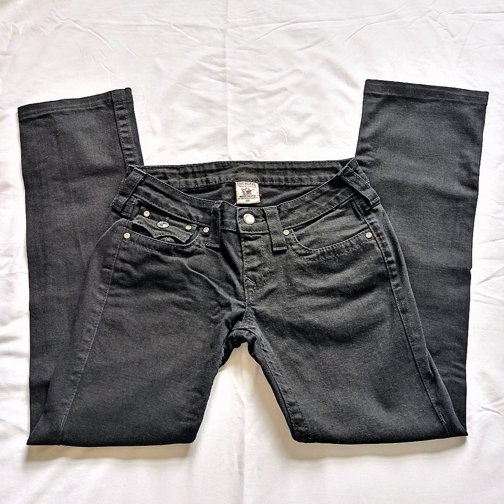True Religion Black Disco Billy Straight Leg Jeans